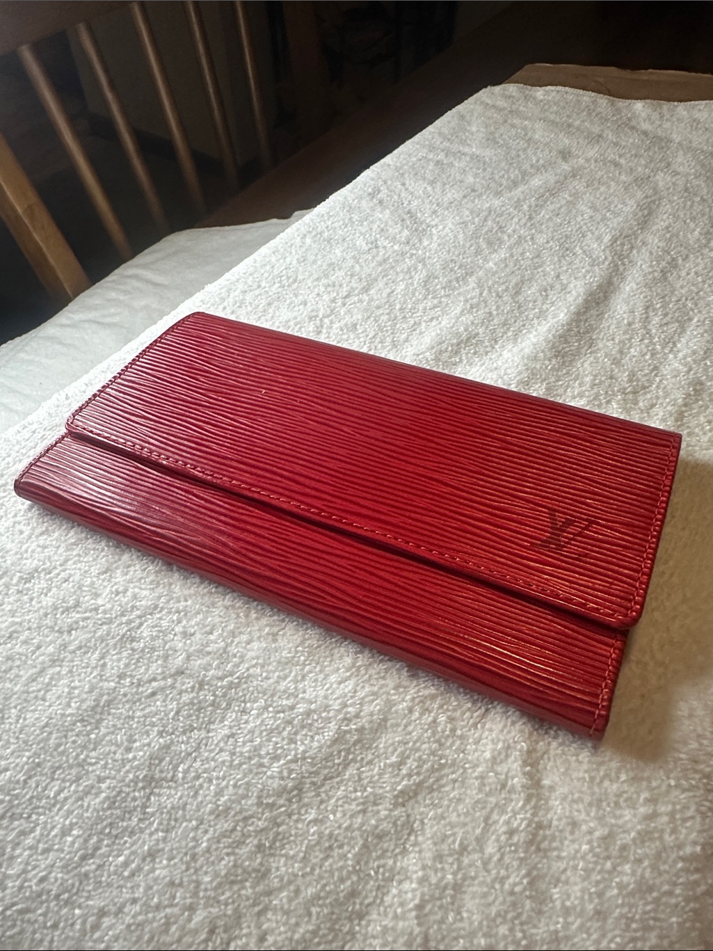Louis Vuitton Red Epi Leather Fold-Over Wallet